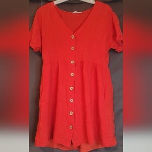 *NEW IN* Viscose And Linen Layered Dress With Pockets And Wooden Buttons Sz M